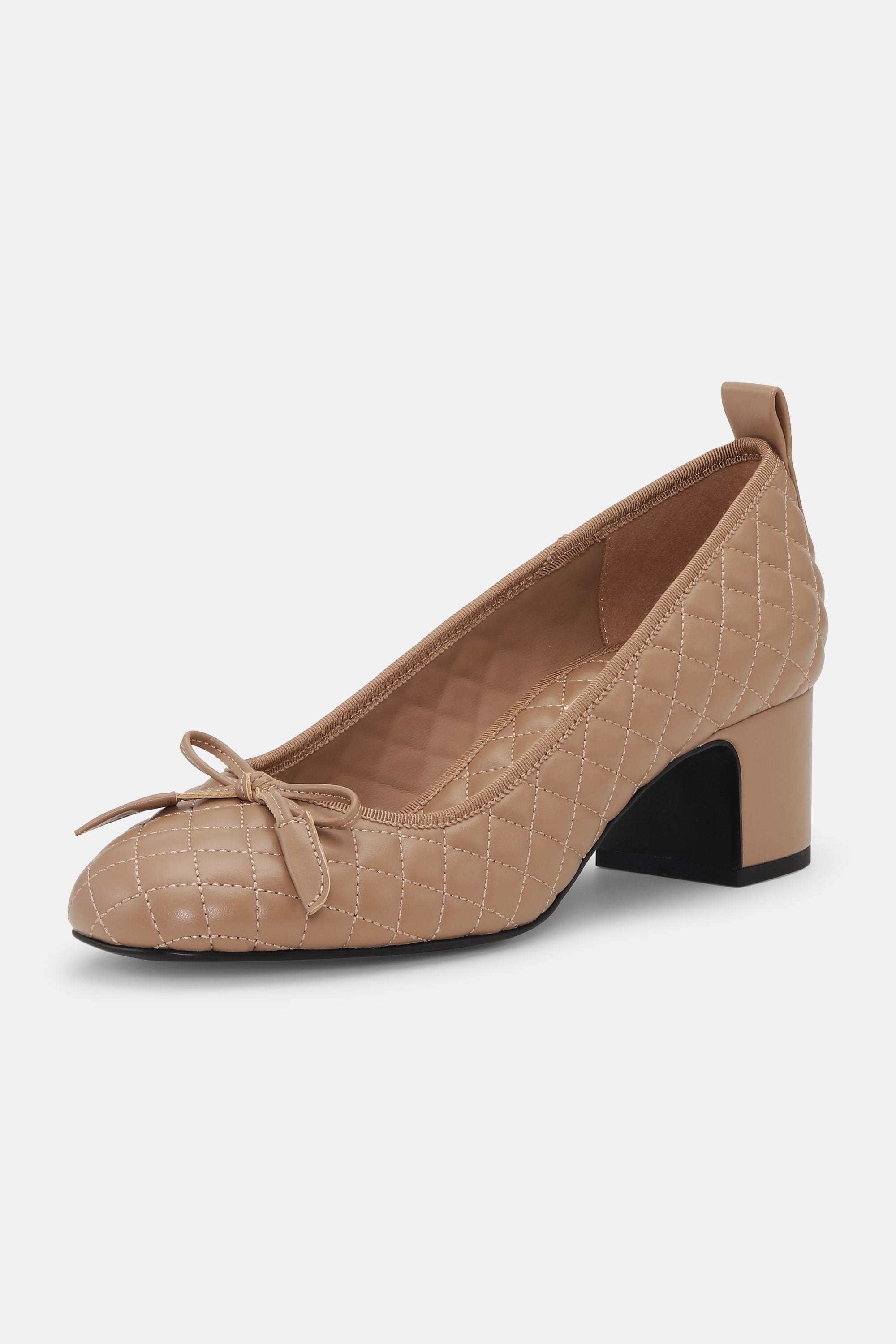 Quilted Ballerina with Heel - Clay Black